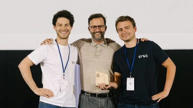 Antoine Malherbe and Nicolas Dessambre on stage after winning the B2B gold medal